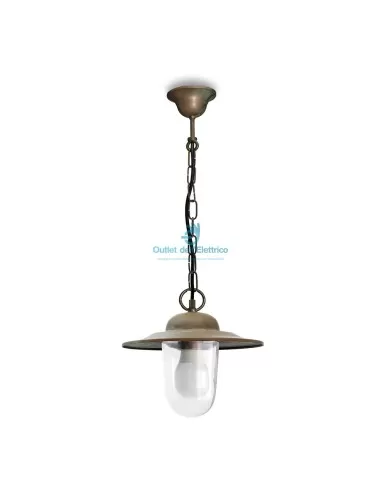 Suspension Moretti Luce 1362.t.ar laiton antique, cuivre, verre transparent, cuivré E27, IP44, 75 W